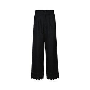 BODE Women's Scalloped Hem Wide Leg Trousers Women BLACK Pants